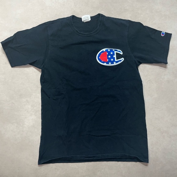 Vintage Champion Black T-Shirt With USA Champion Logo - Picture 1 of 6